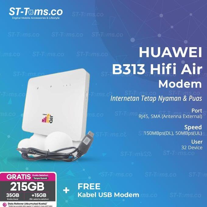 Huawei B313 Hifi Air Modem Wifi 4G 2.4ghz LTE CAT 4 B 313 Free Kuota 215GB Locked