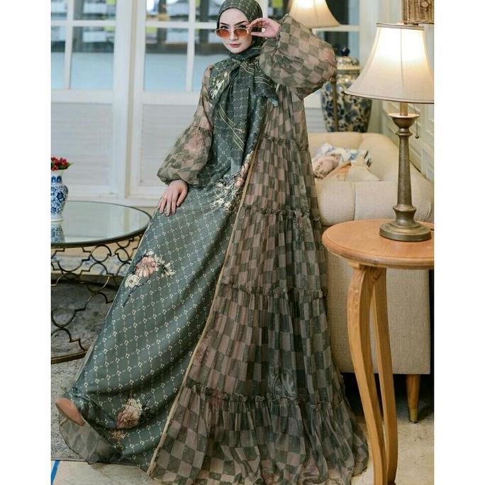 Grosir Gamis Grace Series Yodizein Full Silky Printing Muslim Wanita