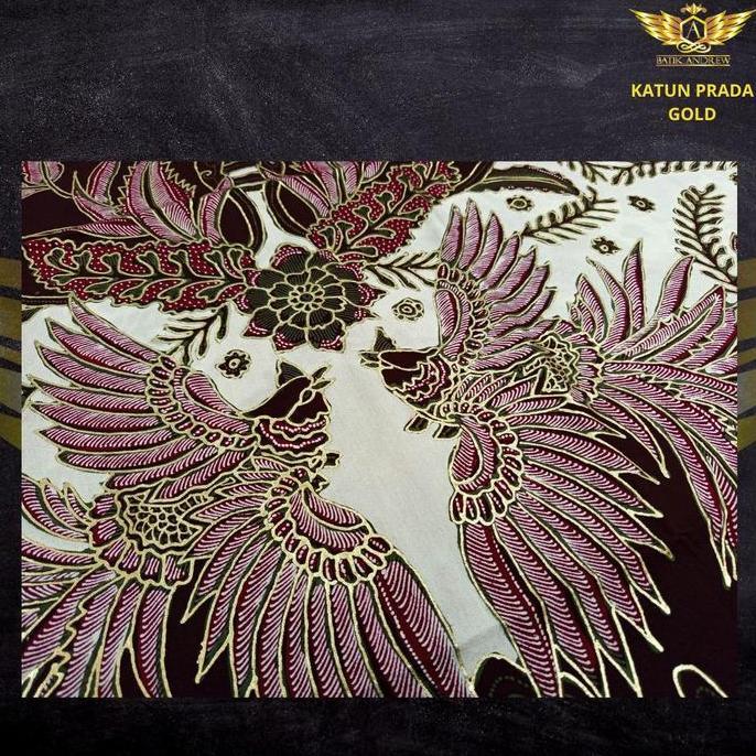 Promo Katun Tulis Pola Purada Tinta Emas Motif 7 Bahan Kain Batik Tulis Macan Harimau Merah