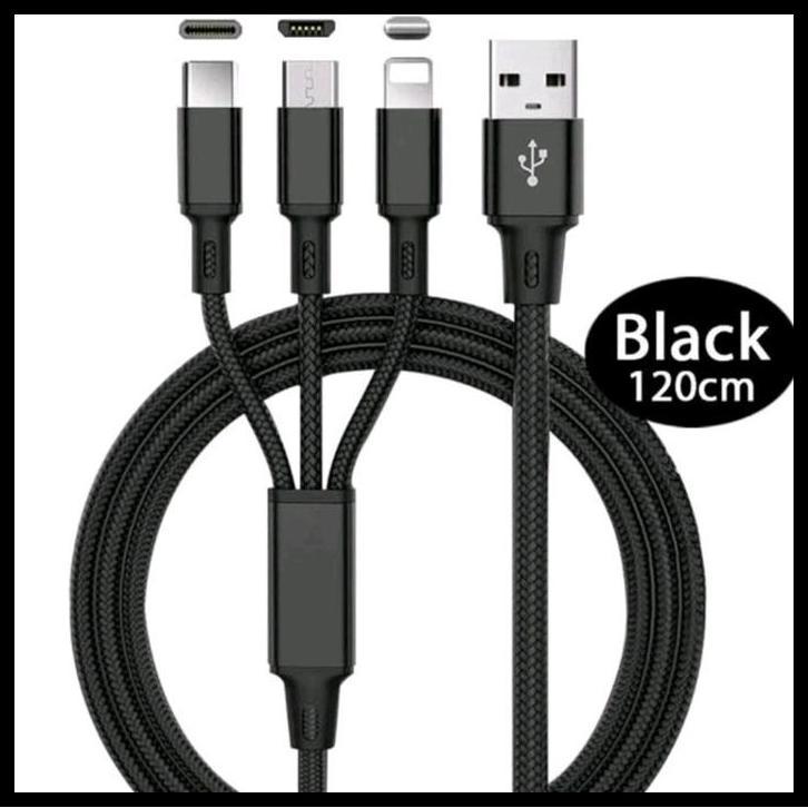 HOT DEAL CHARGER HP MOBIL 12 VOLT KABEL USB CAS AN COLOKAN 3 IN 1 CARGER HANDPHONE PANJANG 