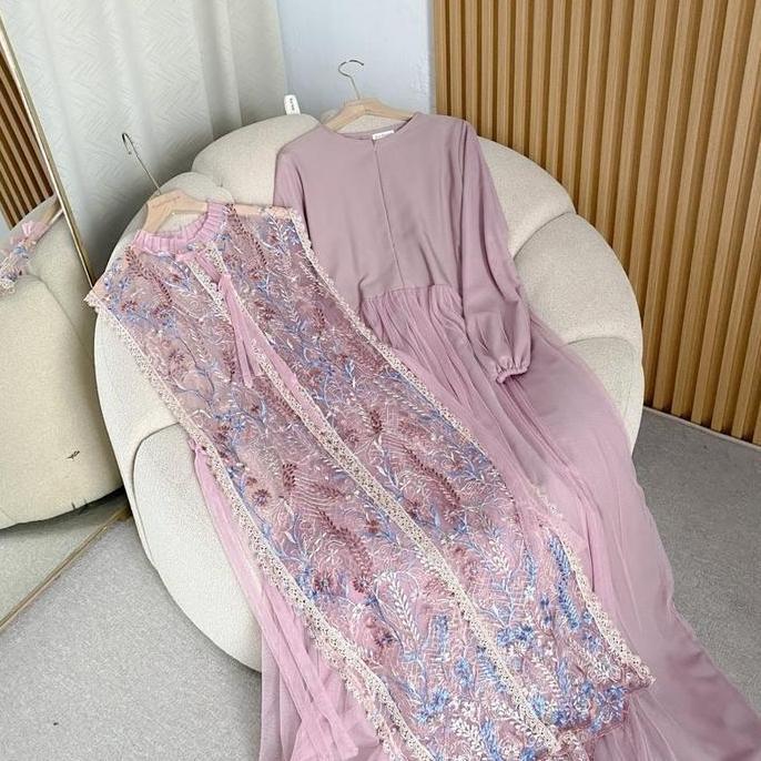 Murah Mahara Set Dress Outer Premium Brocade Busui Raya Lebaran Baju Cantik Fit Lembut Muslim Panjan