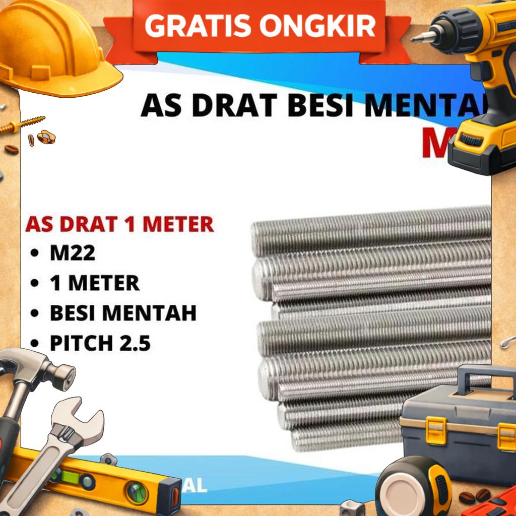 As Drat Besi Mentah M22 As Long Drat Besi Mentah Panjang 1 Meter