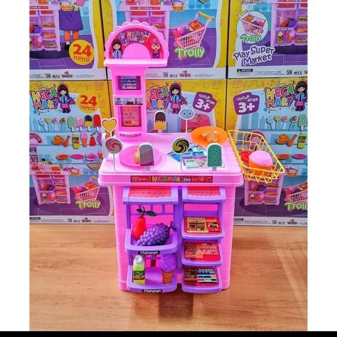 Megamart 140 mainan anak kasir supermarket