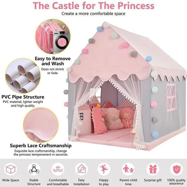 Tenda Camping Anak 2 3 4 Orang Mainan Rumah Rumahan Castle Princess Jumbo Jendela Pintu