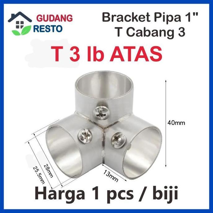 Promo Bracket Pipa Bulat 1" Besi 1 Inch 25Mm 25 Mm Gorden Lemari Baju Tirai Penyekat Sok Konektor Jo