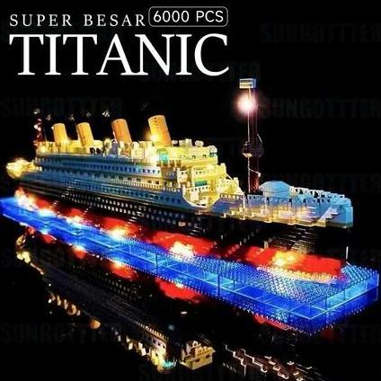 6000PCSMainan kapal Titanic/Mini Bricks Model Titanic Cruise Ship Model Boa/ Mainan logo anak laki l