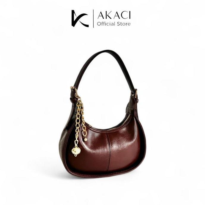 Shoulder bag wanita ARUNA Akaci 09-8398 Bahan lexus 1 ruang Terbaru Half moon bag murah mewah tas ce