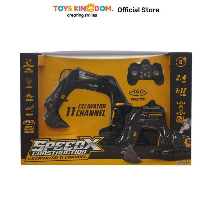 Toys Kingdom Top Gear Speedx Construction Excavator 11 Channel Remote Control 1:12 - Hitam Miniatur 