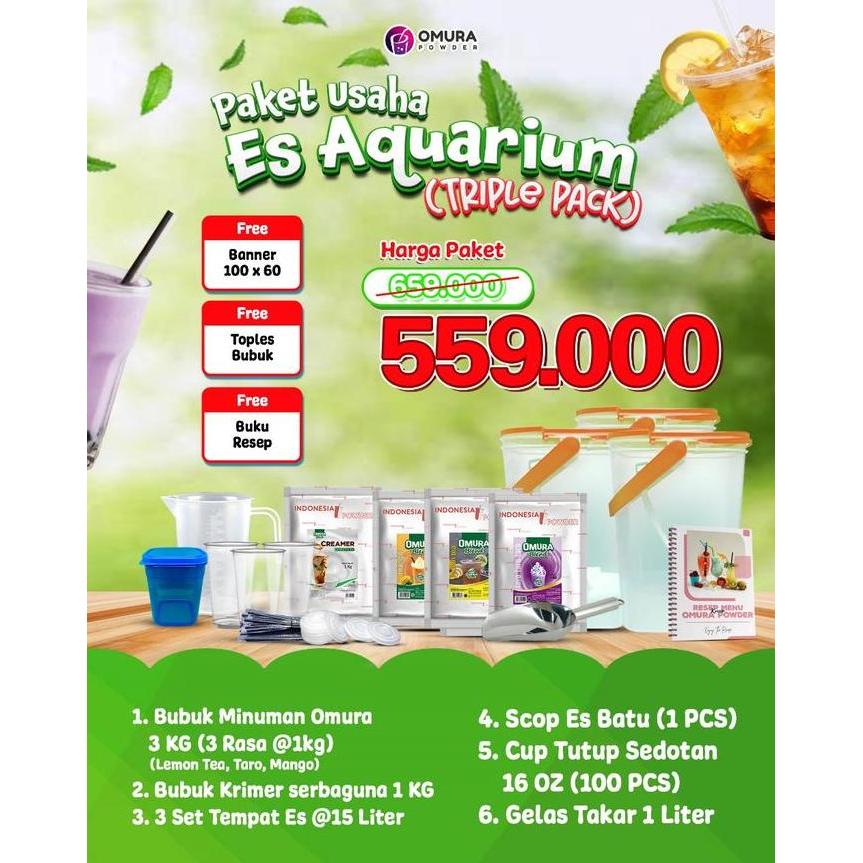 YWIMAN_ - [PAKET ES AQUARIUM TRIPLE MINI PACK] PAKET USAHA ES AKUARIUM FRANCHISE BUBUK MINUMAN KEKIN