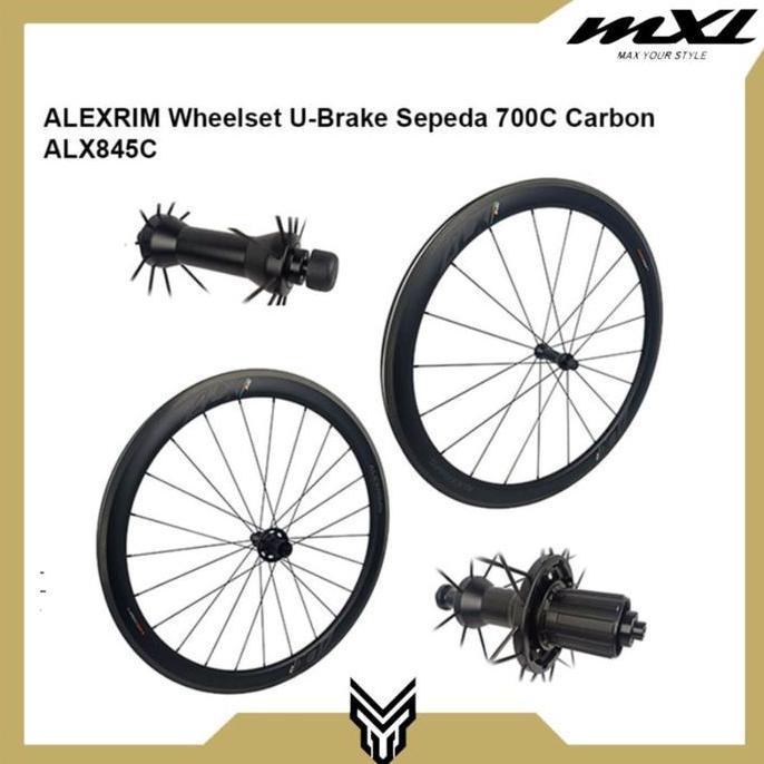 TERBARU MXL ALEXRIM Wheelset ALX845C Velg Set Sepeda Road Bike Carbon U-Brake 700c