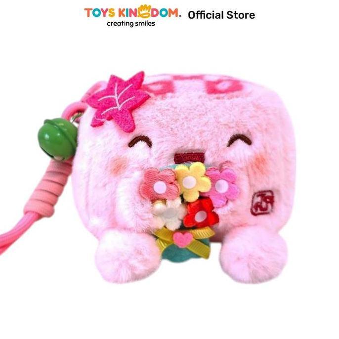 Toys Kingdom Kiddy Fun Gantungan Kunci Boneka Plush Hannari Tofu Perilla - Pink Keychain Key Holder 