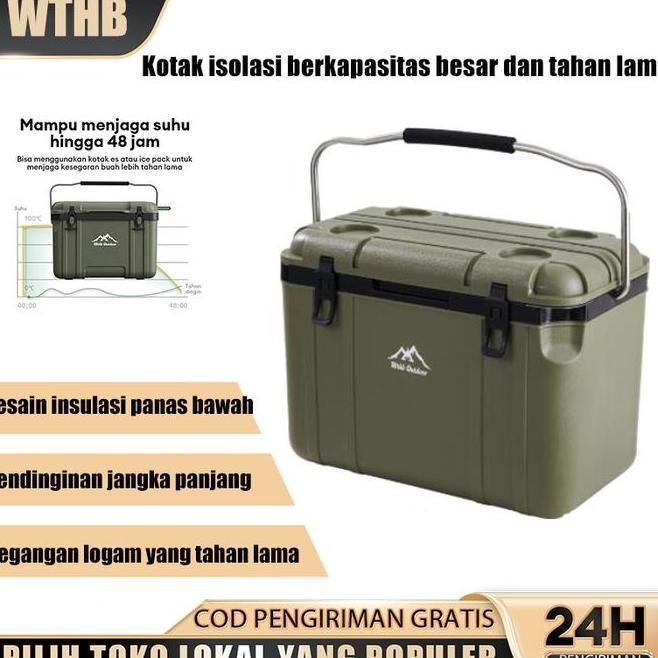 Wthb Camp Cooler Box 40L Pendingin Box Es Outdoor Camping Batu Tahan Lama Box Es Container Segar Pen
