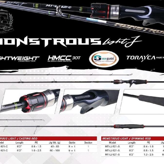 TERBARU Joran Light Jigging  SEAHAWK MONSTROUS LJ 621-C   621-S | Laut | Spinning | Overhead Baitcas
