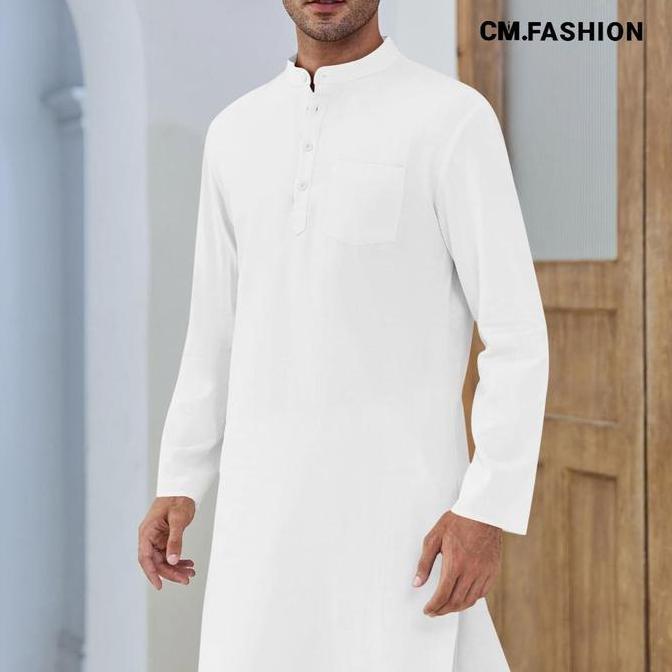 Termurah  Bisnis Jubah Hitam Cod Baju Koko Pria Jubah Panjang Cmfashion Jubah Pria Muslim Kancing Le