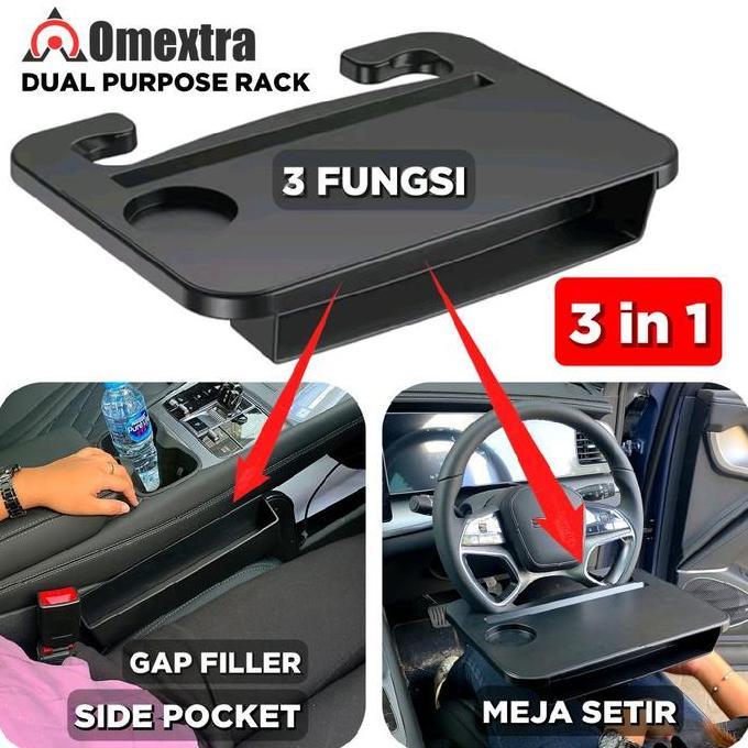 Kafegonzel - 3 in 1 Omextra Meja Setir Mobil Side Pocket Jok Gap Filler Pengisi Celah Jok Mobil Car 