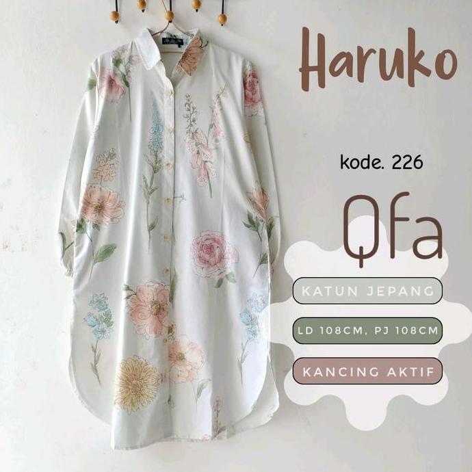 Gratong Tunik Panjang Wanita Bahan Katun Jepang Haruko Original By Qfa - Casual, Kerja, Remaja, Baju