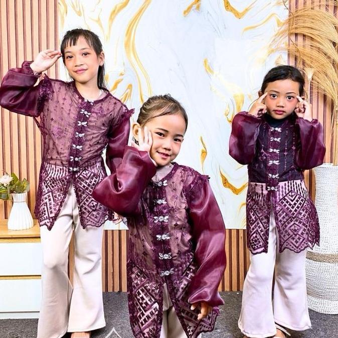 Cantek- Hananque Khansa Tunik Brokat Couple Ibu Dan Anak Usia 1-13 Tahun Outer Kondangan 2025 Atasan