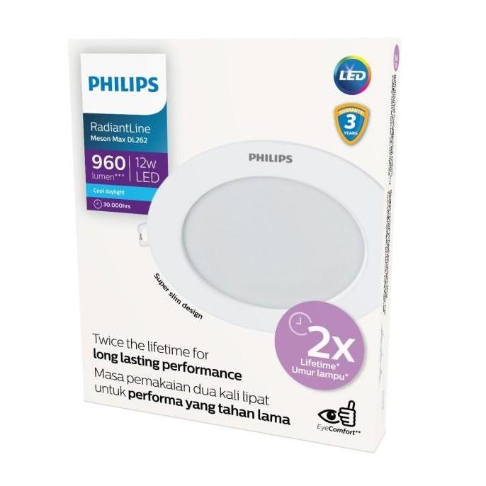 Lighzx- Lampu Philips  Radiantline Downlight Meson Max Dl262 12W D150 65K Putih