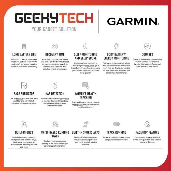 Thebest- Garmin Forerunner 165 / FR165 Smartwatch / Running Watch - Resmi TAM
