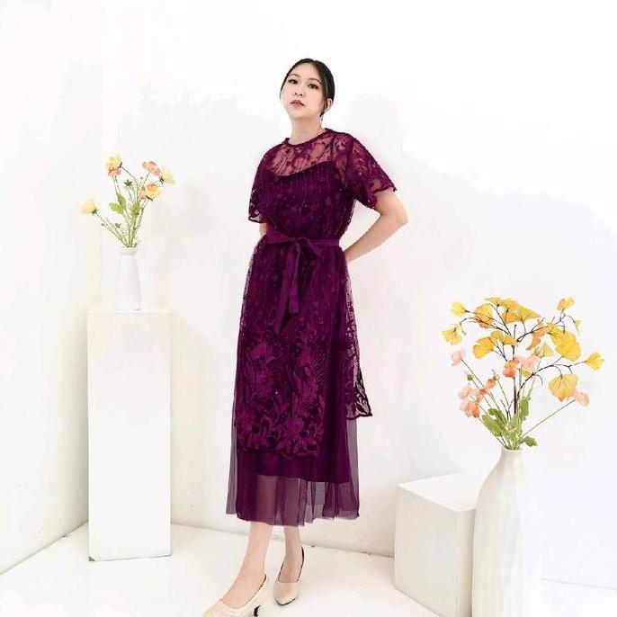 Premium Nadeliene Dress Natalia Premium Kondangan Party Gaun Formal Mewah Casual Wanita Hitam Remaja