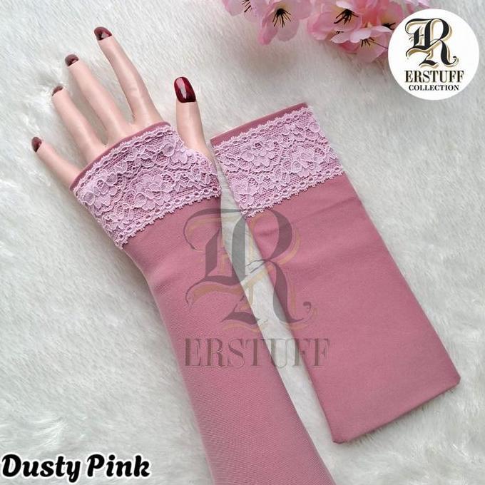 Cantek- Handsock Jempol Lis Brukat Renda Garis Atas  / Manset Renda Brokat Senada Muslim