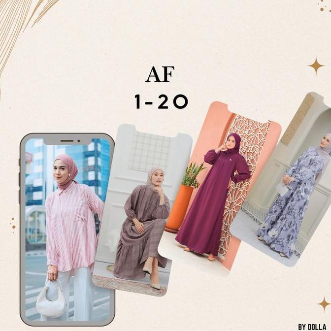 Murah By Dolla - Af (1-20) - Baju Oneset Gamis Muslim Wanita Elegan Nyaman Harian