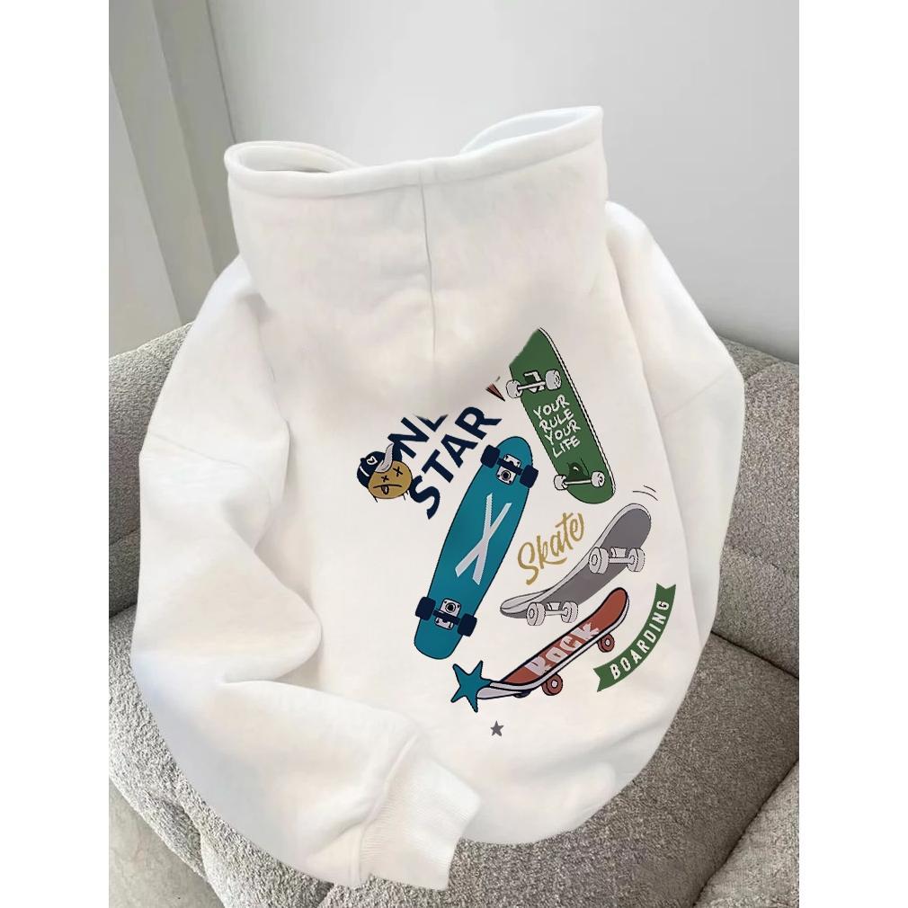 ORIGINAL FORTEID OVERSIZE HOODIE WANITA  KOREAN STYLE OVERSIZE HOODIE SWEATER   (CETAKAN GRAFIS SKAT