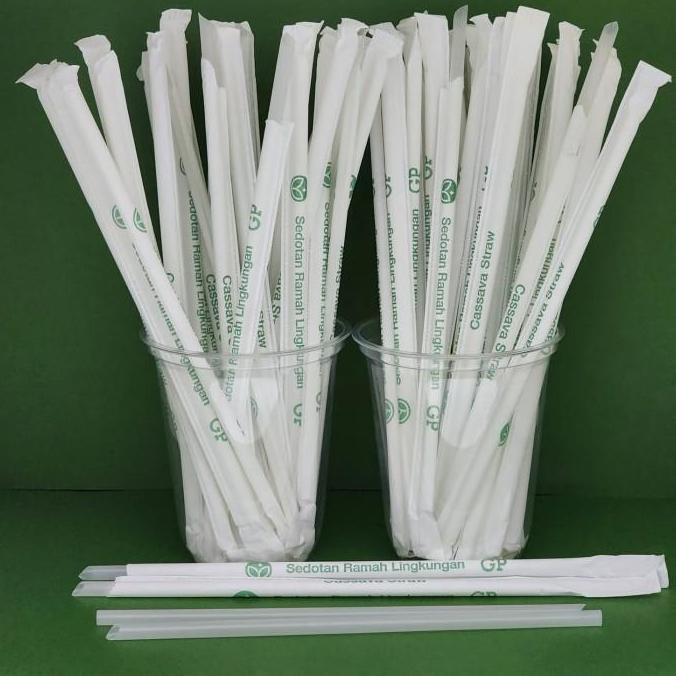 Thebest- Cassava Straw/Sedotan Cassava Runcing 6mmx20cm Wrap Paper