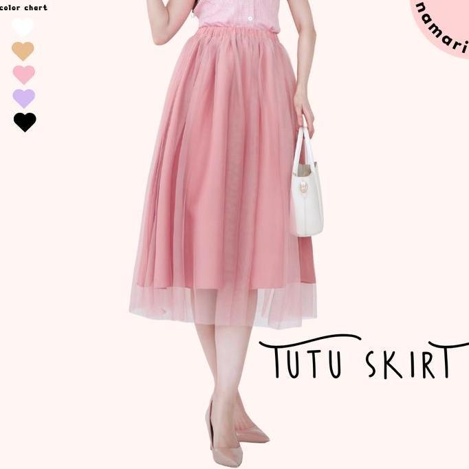 NAMARI - Tutu Skirt - Rok Midi 7/8 Panjang Wanita Hijab Cewek Hitam Dewasa Maxi Tile Casual LA