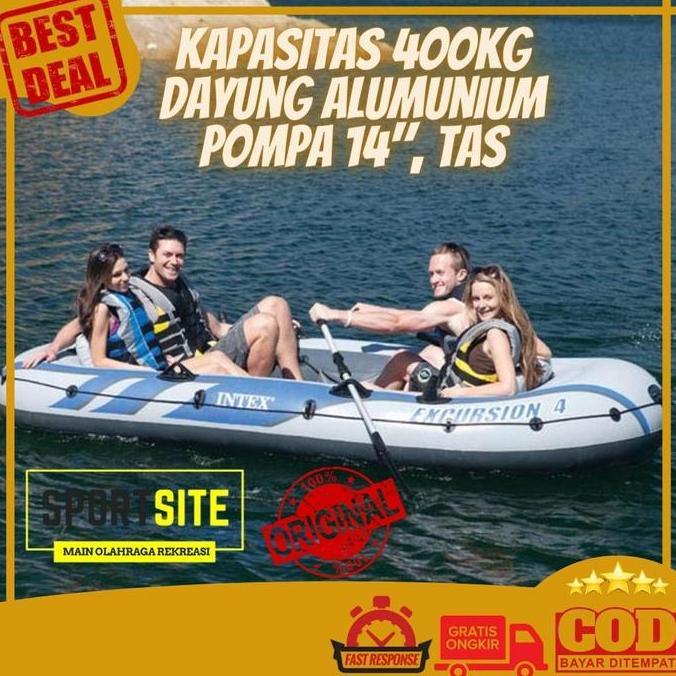 Perahu Karet Intex Excursion Set 4 Orang Mancing Outdoor Murah