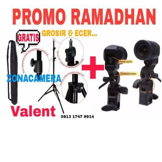 PROMO Lightstand Valent + Single Lamp Holder E27 Tripod Lampu Foto