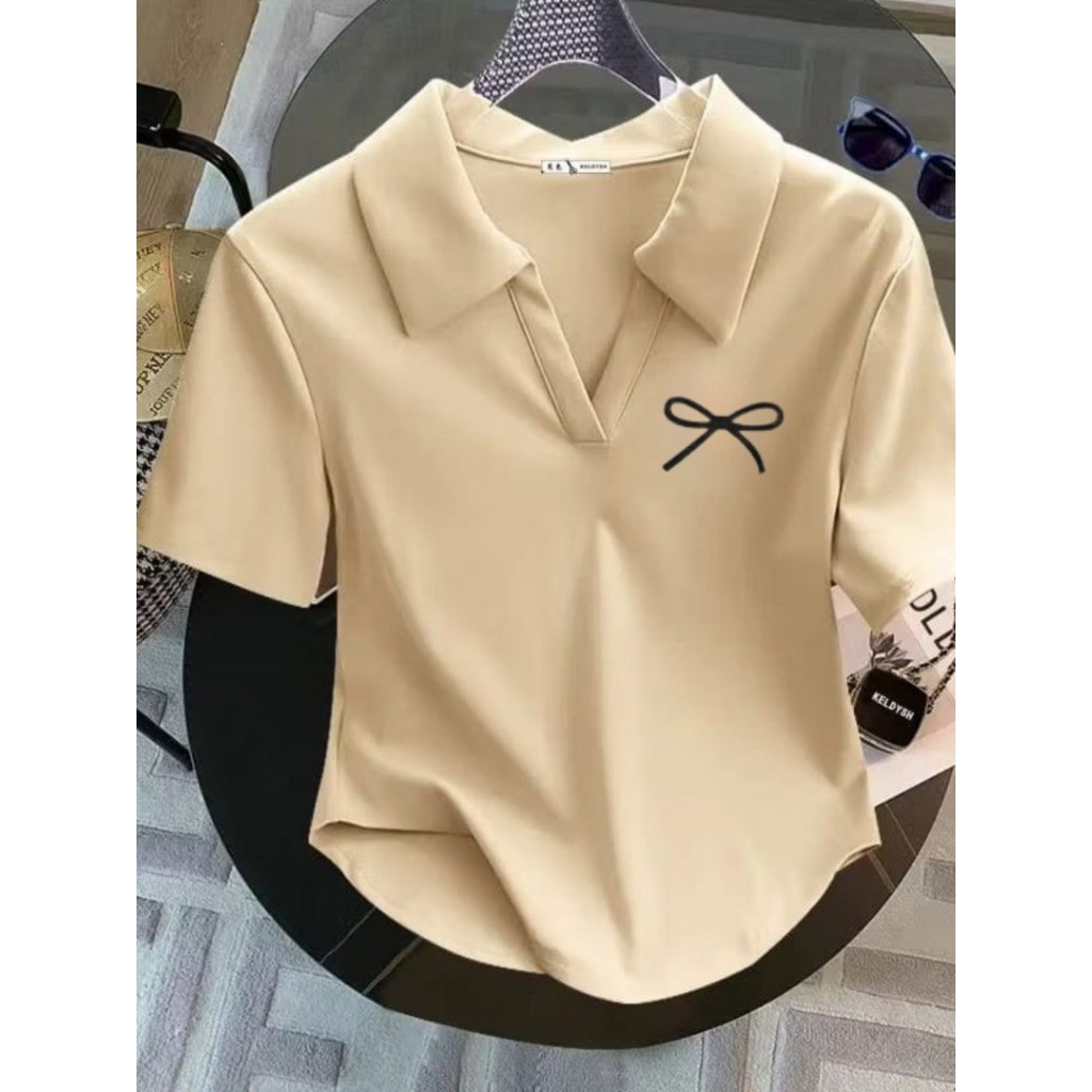 MYRA TOP DAILY POLO Kaos Crop Top Polo Shirt Oval Wanita/ Crop Top Oval Polos / Kaos Wanita/ T-shirt