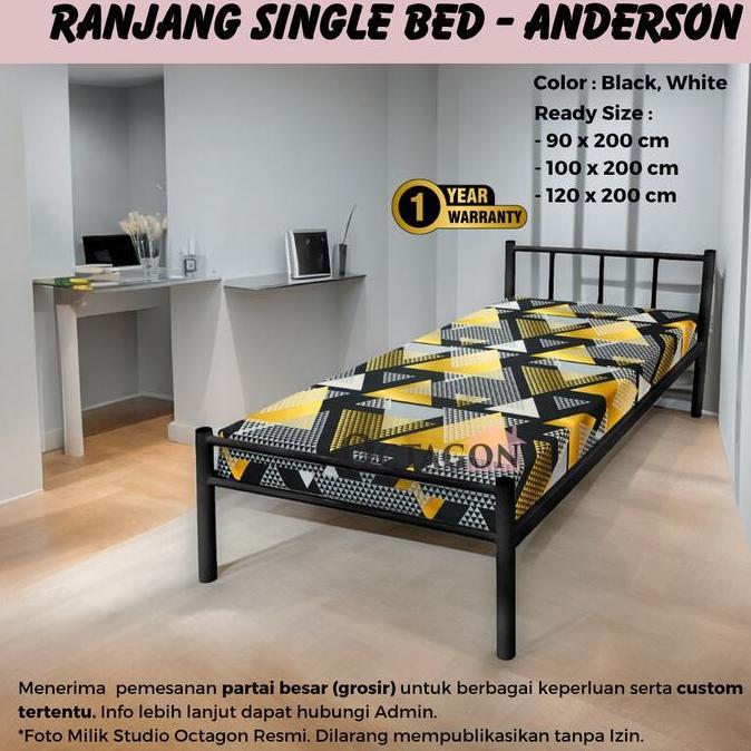 Ranjang Tempat Tidur Besi Minimalis Single Bed Ranjang Divan Besi 90x200 100x200 120x200