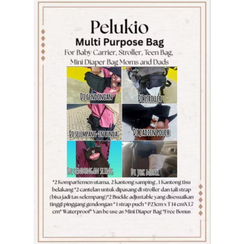 Tas bayi mini diaper bag gendongan Pelukio portable bisa di sangkut di gendongan dan stroller waterp