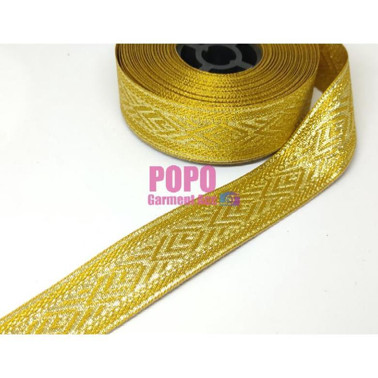 Pita / Renda India/Etnik/Renda Gamis Emas 2.5 Cm -/+15 Meter