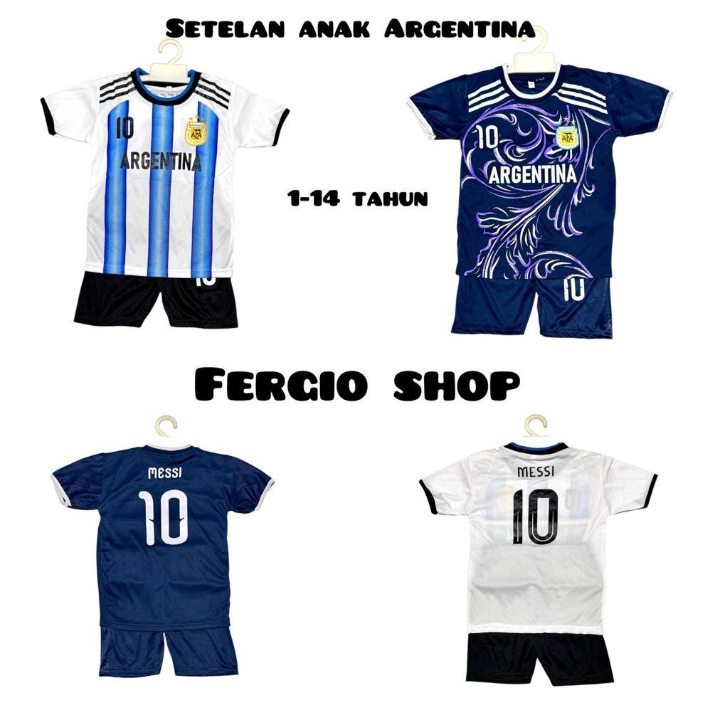 Super Deal` Baju Bola Anak Argentina/ Setelan Baju Bola Anak Liga Dunia/ Kaos Bola Anak Argentina/ B