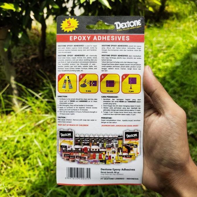 Qnqx- Lem Dextone 5M Besar 48Gram / Lem Dextone Plastic Steel Expoxy / Lem Besi 5 Menit