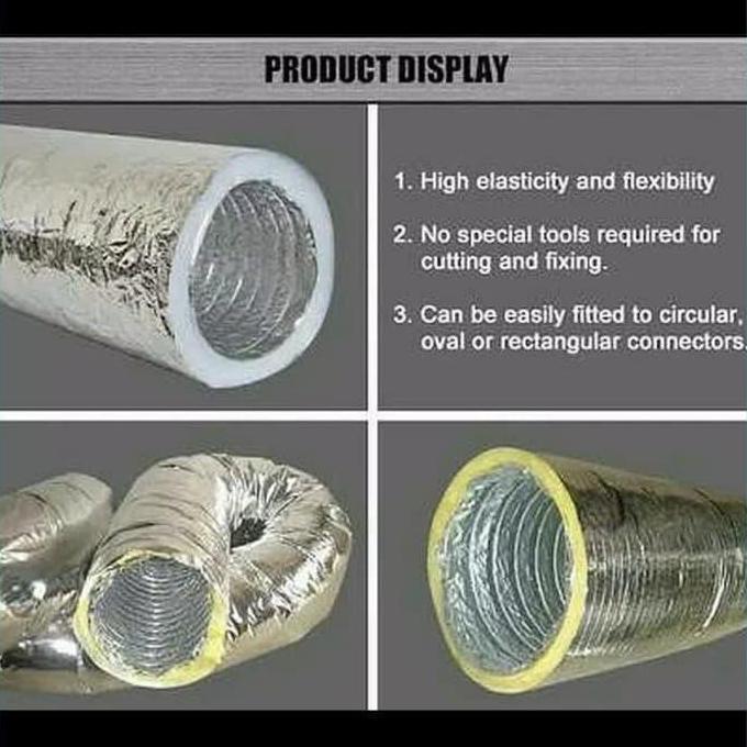 Pipa Exhaust Aluminium Ducting Isolasi 12" / Flexible Cerobong Ducting
