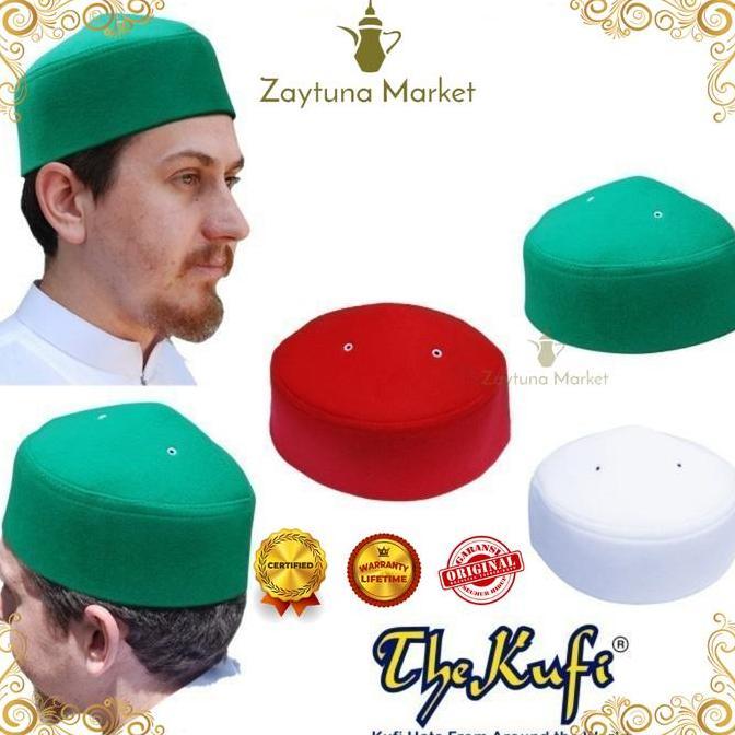 Peci Fez Turki Berlubang Hijau Size S-3XL No. 8-13 Faux Felt TheKufi