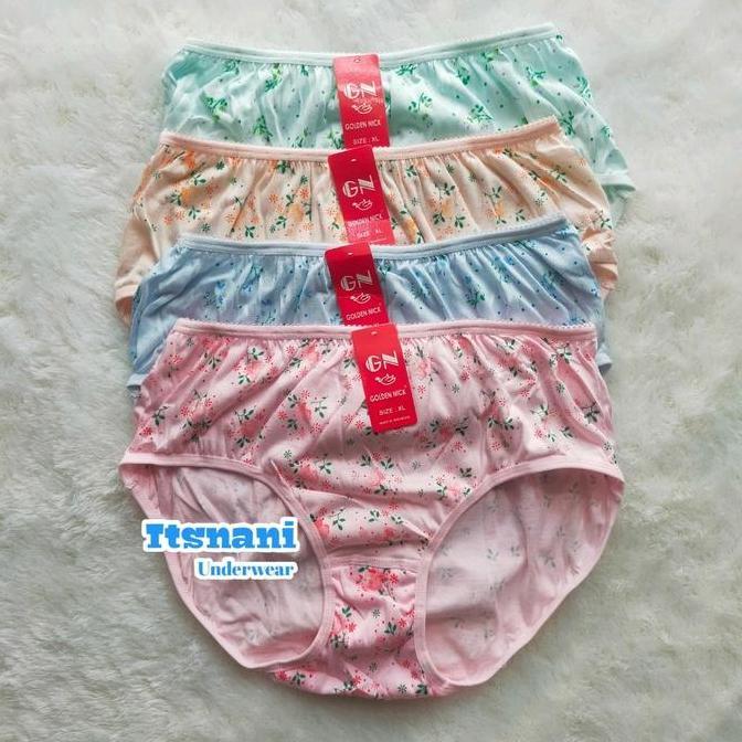 Wkwx- Cd Wanita Golden Nick 937 Sablon Bunga 6-12 Pcs | Celana Dalam Cewek Gn Motif Kembang Lusinan 