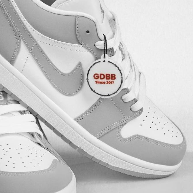 Murah Air Jordan 1 Low White Wolf Grey Aluminum Authentic