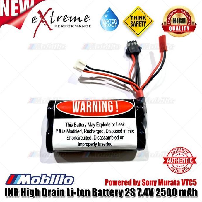 Baterai Inr Li Ion 7.4 Volt 2500 Mah High Drain Rc Mini Battery