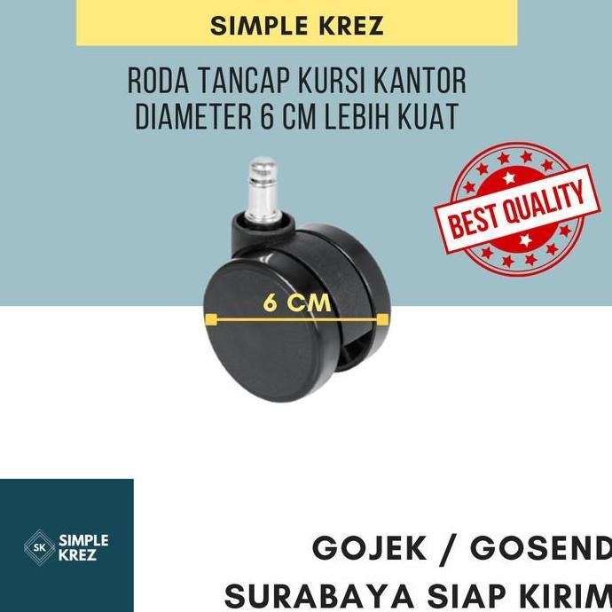 (Allthebest) Roda Tancap Kursi Kantor Diameter 6 cm Baru Lebih kuat