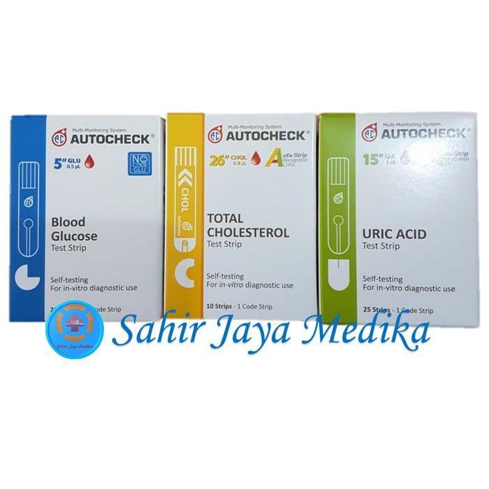 Paket Strip autocheck 3 in 1 strip gula kolesterol asam urat original autocheck