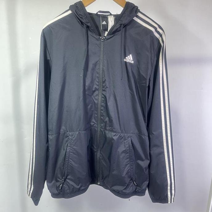 Adidas 3 Stripes Size Medium Windbreaker Jacket Anti Angin Mens Men Men's Epiq Hooded Jacket Colour 