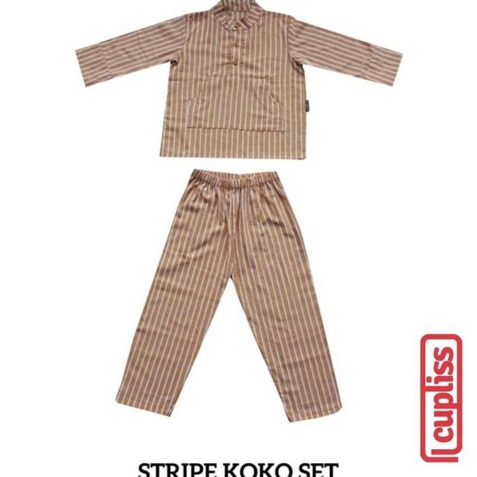 Little Palmerhaus Stripe Koko Safron Baju Koko Anak