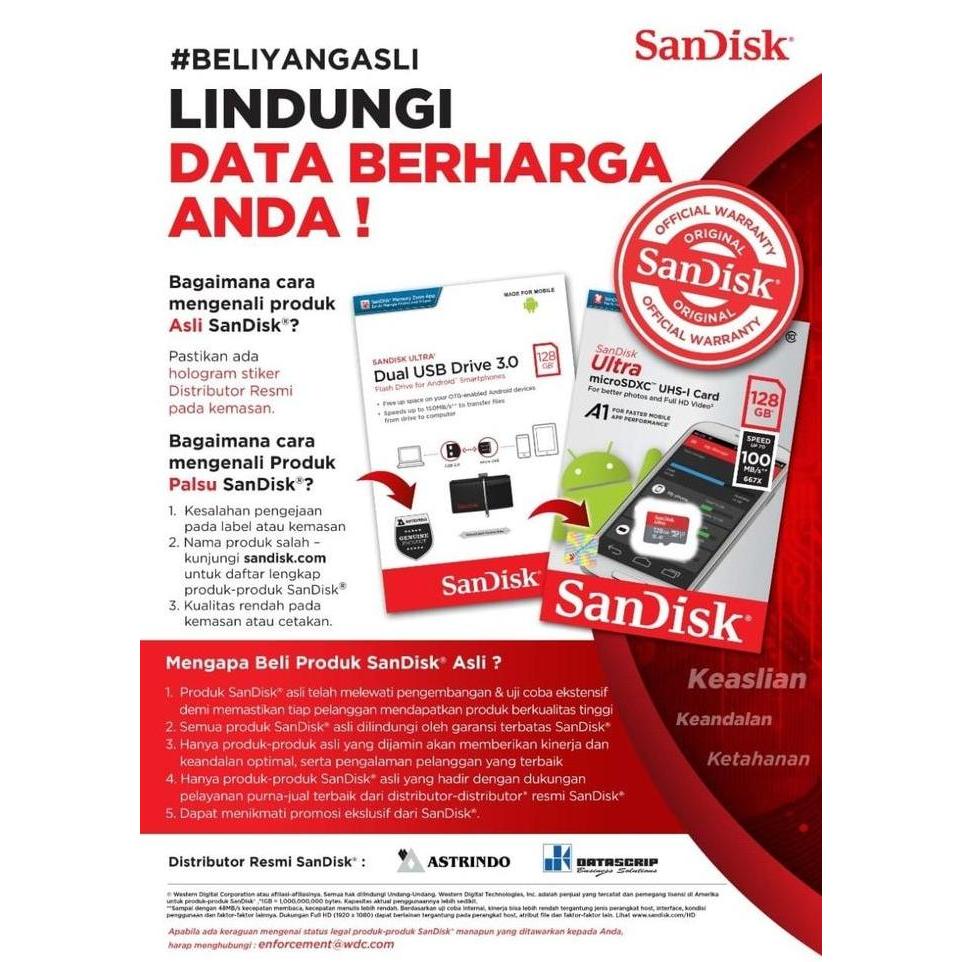 Lansungkirim- Sandisk Microsd High Endurance 100Mbs 32Gb/64Gb/128Gb/256Gb + Adapter Otg