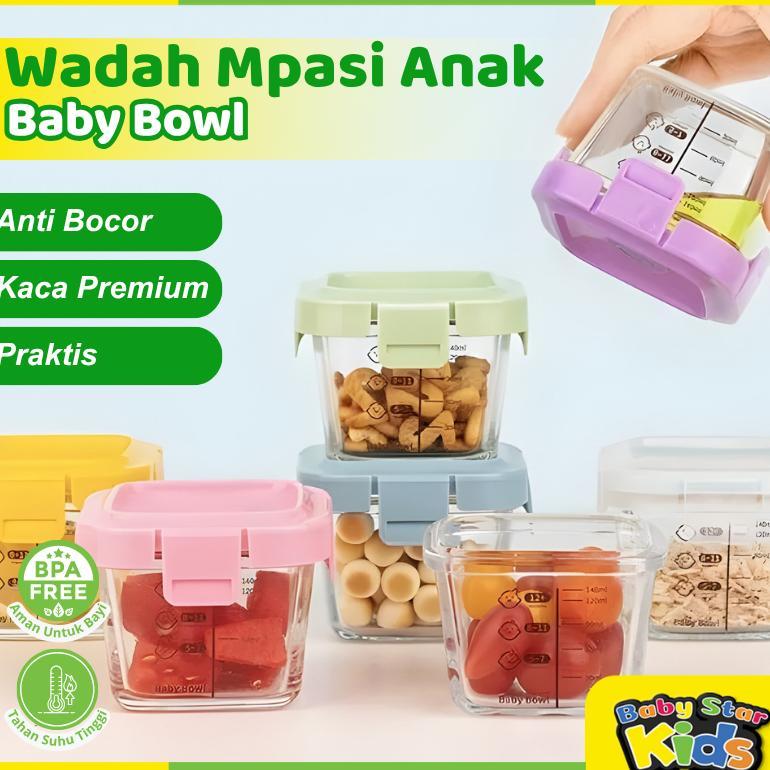 TERBARU Peralatan Makan Bayi Tempat MPASI Anti Tumpah Tempat Makan Bayi Kontainer Kaca Wadah Snack M