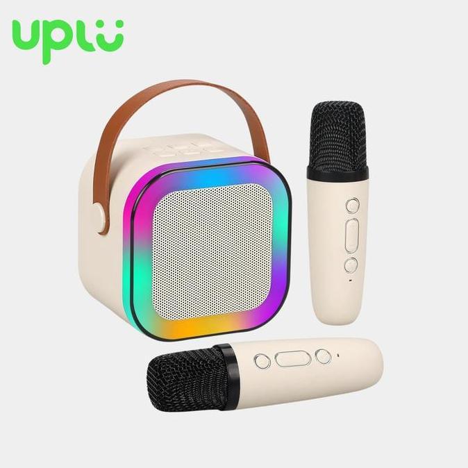 UPLU Speaker Bluetooth Mini Karaoke RGB Dual Mic Portable dengan Pengubah Suara dan 4 Sound Wireless