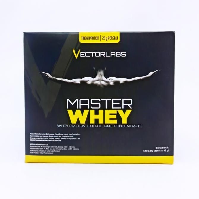 Cod,Bisa- Master Whey Vectorlabs 12 Sachet 1 Box Kotak Saset Sachets Protein Concentrate Isolate 3 1